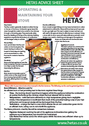 Hetas Operating and maintaining your stove Guide, useful advice to get the best from your stove chelmsford Hockley Benfleet Rayleigh